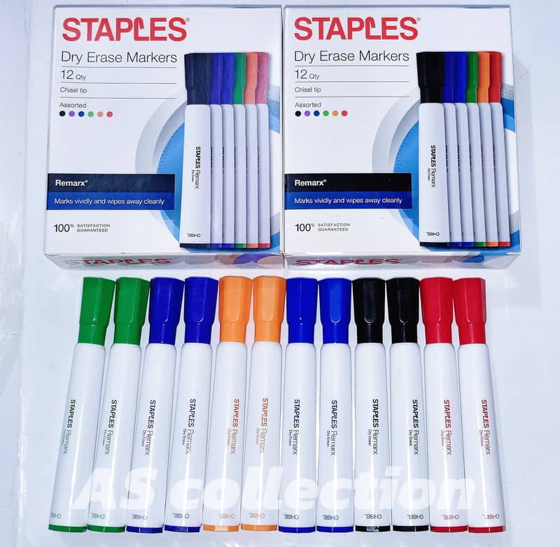 12 Piece,STAPLES Dry Erase Markers,Chisel tip Dry-erase markers 0