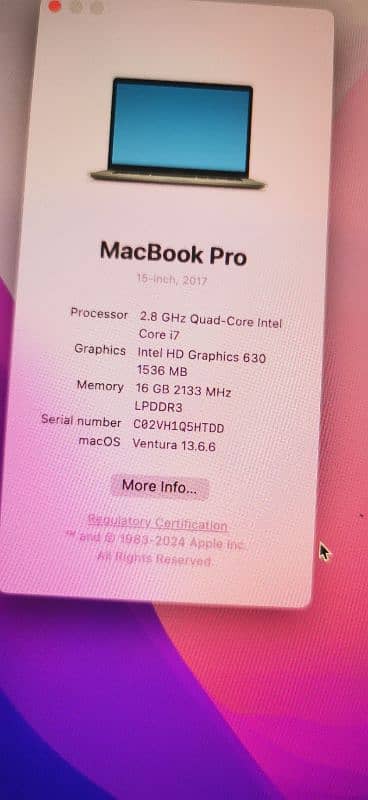 Mac pro 15"/i7/16/512/2gb/card/touch barr 10