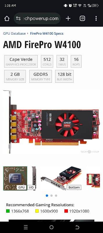 Amd fire pro w4100 2gb ddr5 128bit 3