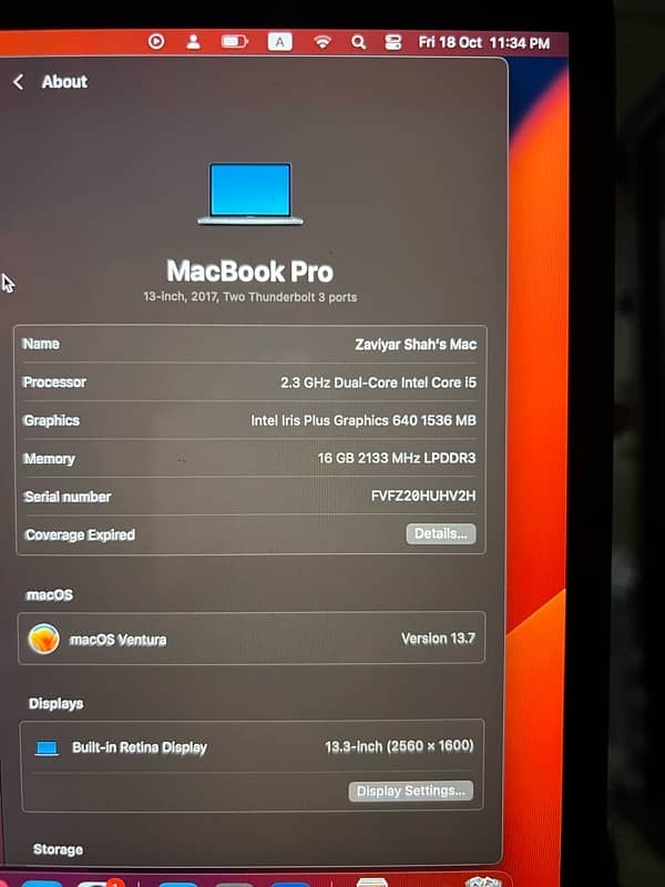 Macbook pro 2017 13” 2