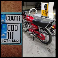 Honda 125 Model 23 stricker24 Islamabad golden number 111 double Saman