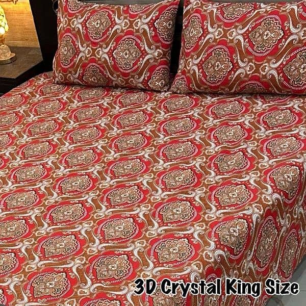 3 pcs crystal Cotton printed double bet sheet free home delivery 0