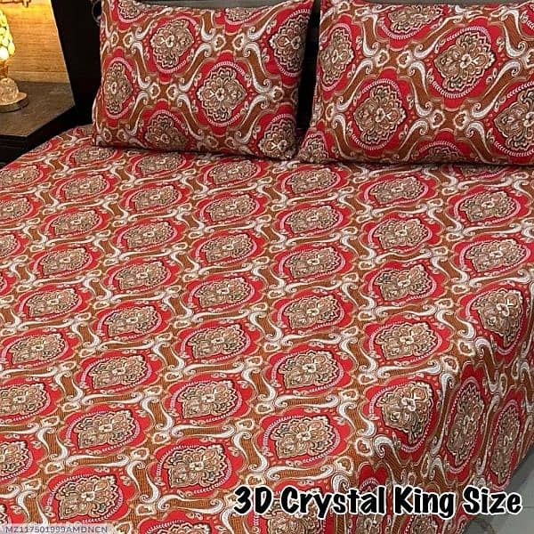 3 pcs crystal Cotton printed double bet sheet free home delivery 1