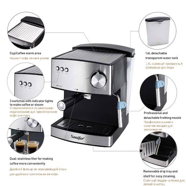 Imported Coffee Maker Espresso Machine Tea Maker Steamer 4