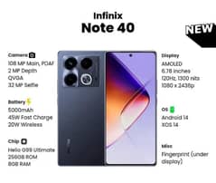 INFINIX. NOTE 40 16/256 BOX PACK. OFFICIAL ALL. COLORS. AVAILABLE 0