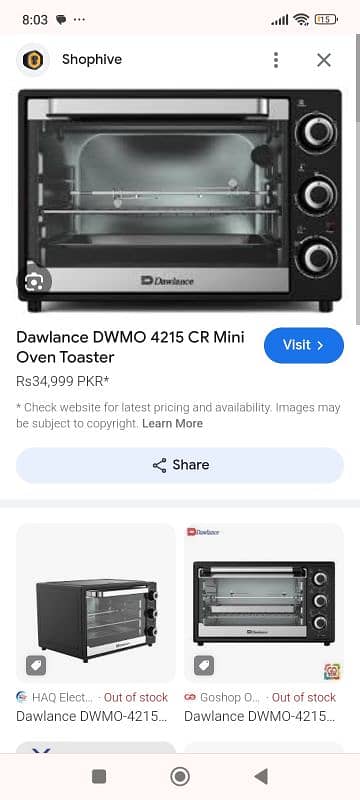 dawlance electric oven with warranty 5