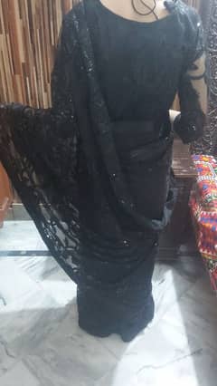 Black Net Saree