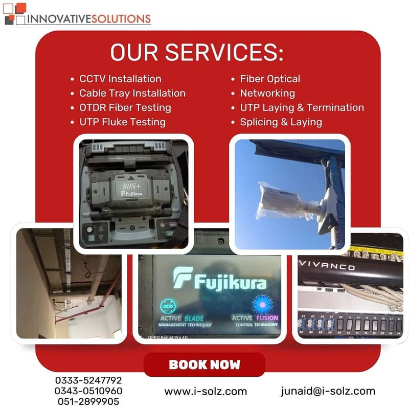 CCTV Setup, CCTV Installation,Trusted Fiber Opt& UTP Testing Services 0