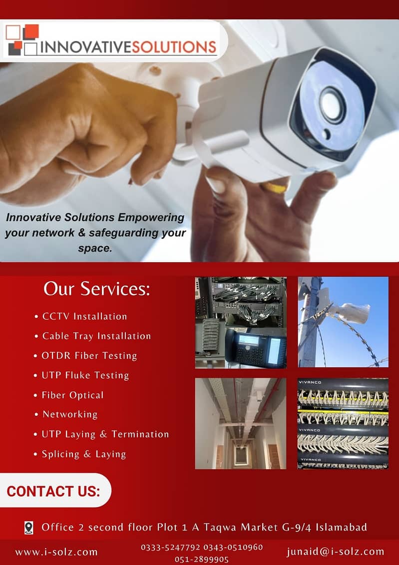 CCTV Setup, CCTV Installation,Trusted Fiber Opt& UTP Testing Services 1