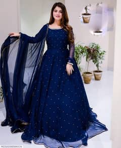 women stitched chiffon maxi 3 piece