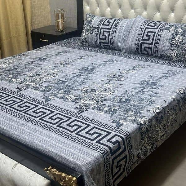 Sale Sale 3 Pcs Crystal Cotton Printed Double Bedsheets 0