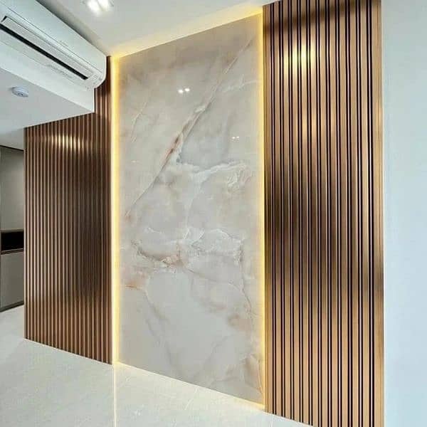 wooden blinds, Media walls, imported 3d wallpaper, ceiling, fluted pvc 6