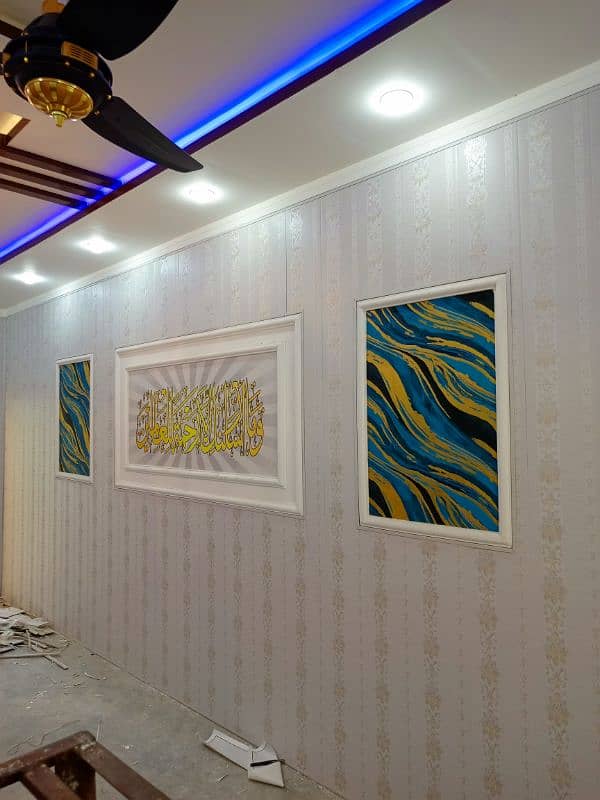 wooden blinds, Media walls, imported 3d wallpaper, ceiling, fluted pvc 8