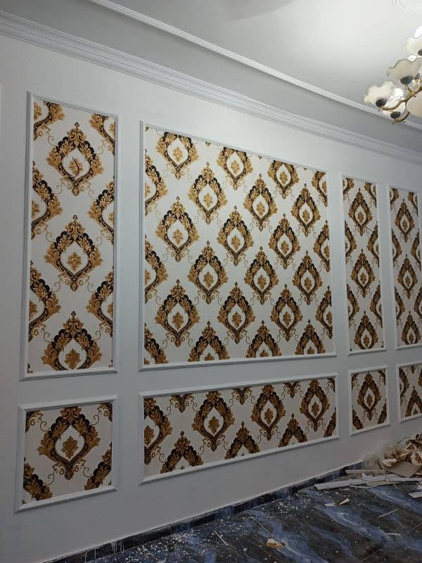 wooden blinds, Media walls, imported 3d wallpaper, ceiling, fluted pvc 12