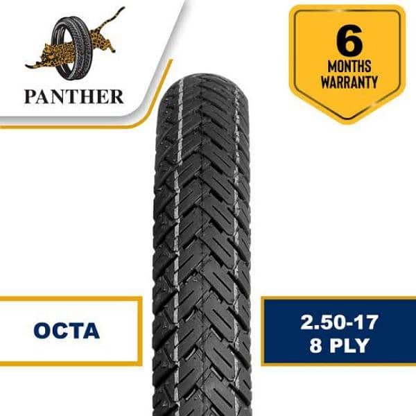 Panther Tyre 6 Ply Front 2.25-17 Nylo Grip CD 70cc With Tube 1