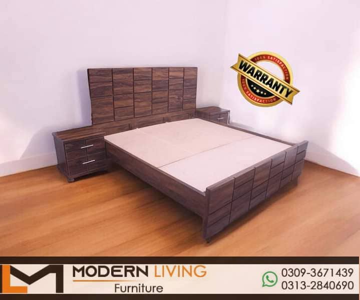 King size bed with 2 side tables best quality 15