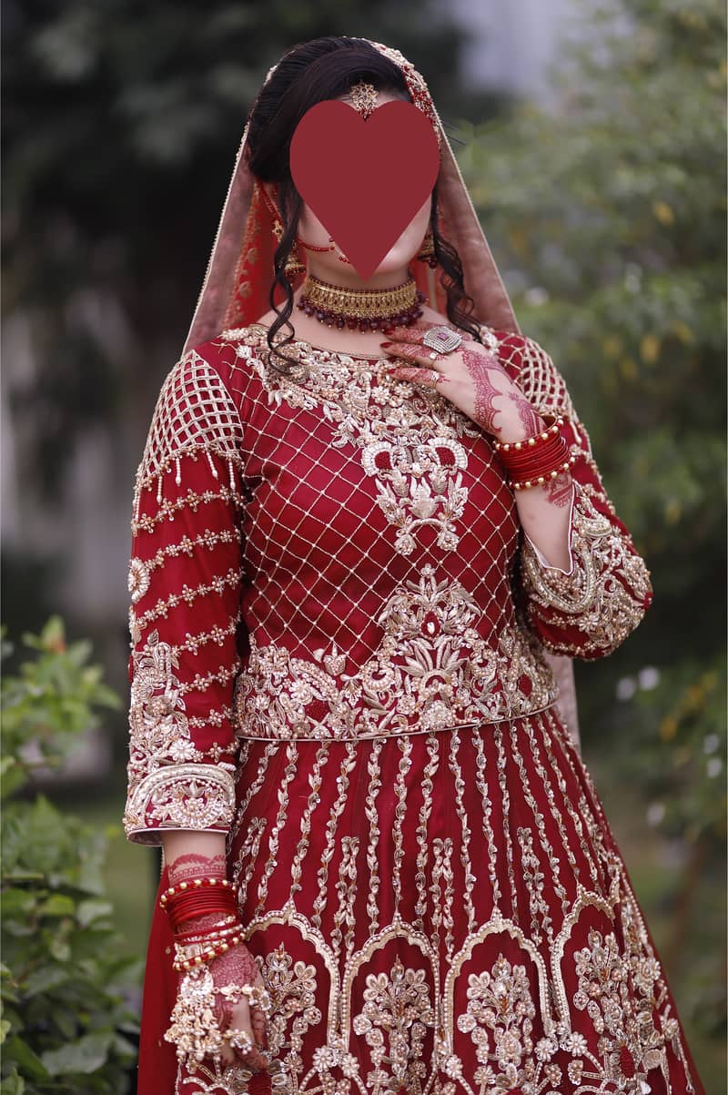 Bridal Lehnga Dress, Maroon Color 1