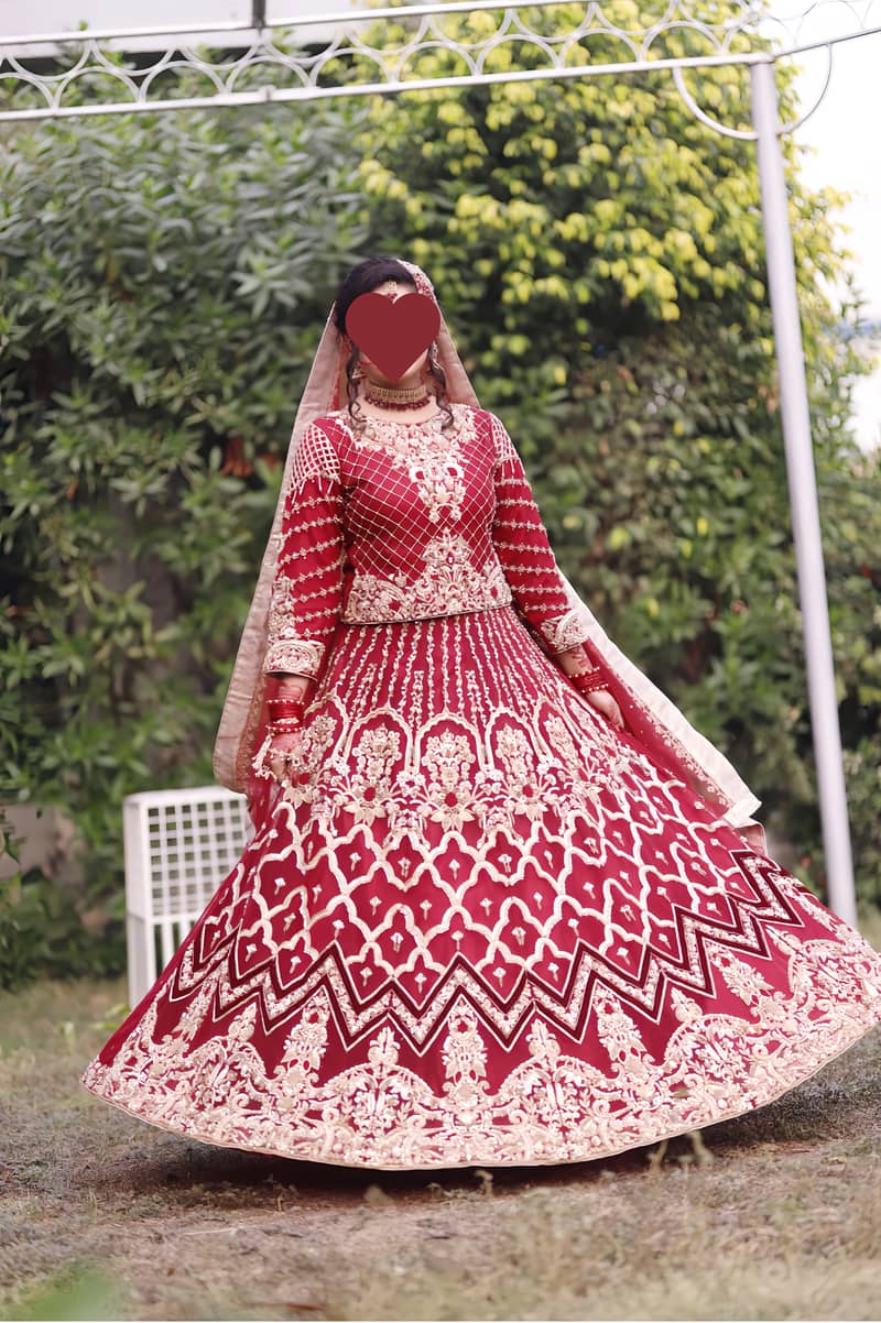 Bridal Lehnga Dress, Maroon Color 3