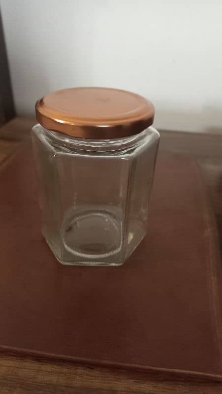 Hexagonal Glass Jar 400grm 1