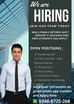 Need male and female staff