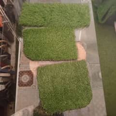 Artificial grass, wooden floor, window blinds, Pop ceiling,