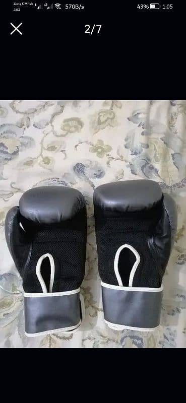 leather boxing bag with boxing gloves. 1