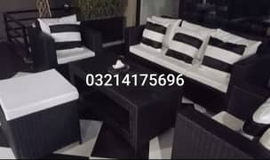 RATTAN OUTDOOR GARDEN UPVC FURNITURE SOFA SET CHAIRS TABLE UMBRELLA