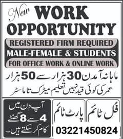 Online work for students male and female