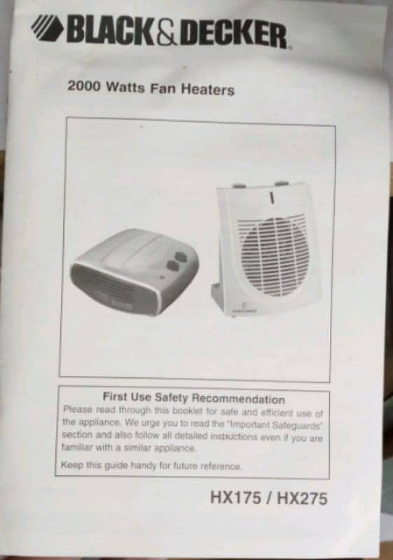 Air electric heater 2000 watt (black and decker) slightly used 0