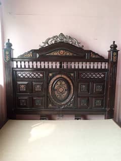 King size wooden bed| with spring mattress and side tables