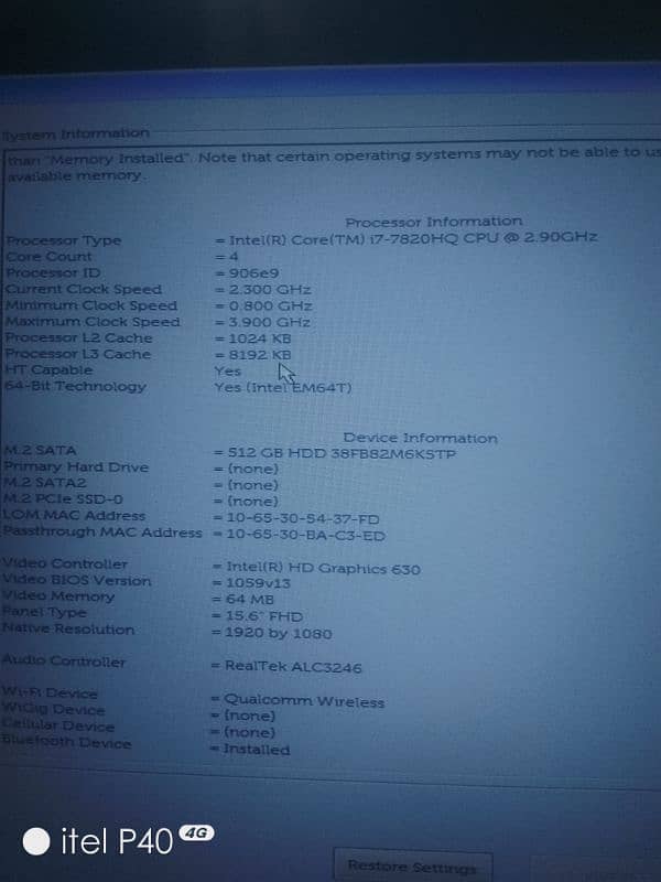 Dell Latitude 5580 Core i7 7th gen with HQ processor. 4