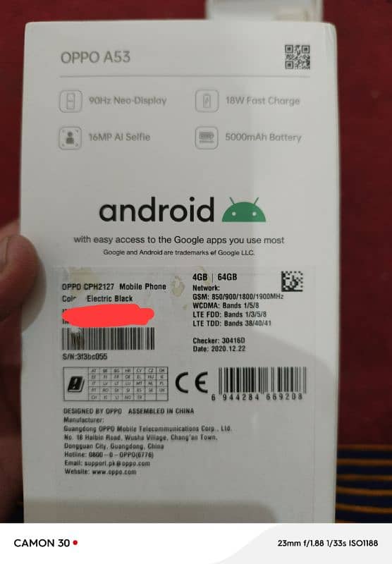 Oppo A53 4GB+3GB RAM,64GB ROM with Original Charger and Box 7