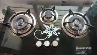 kitchen hob in black tempered glass