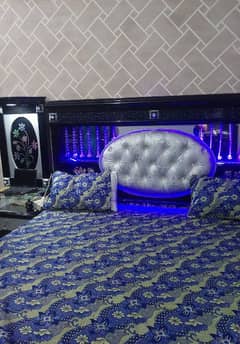 phosish Bed with bulit in led light without mattres black n grey theme