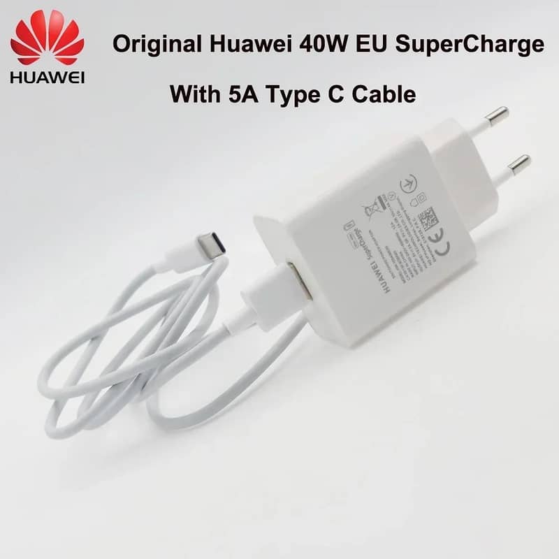 HUAWEI 40W ORIGINAL BOX PULLED CHARGER WITH CABLES 3