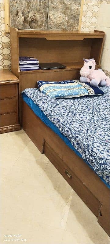 solid wooden single bed or side table without mattress 1