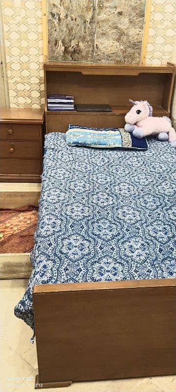 solid wooden single bed or side table without mattress 2