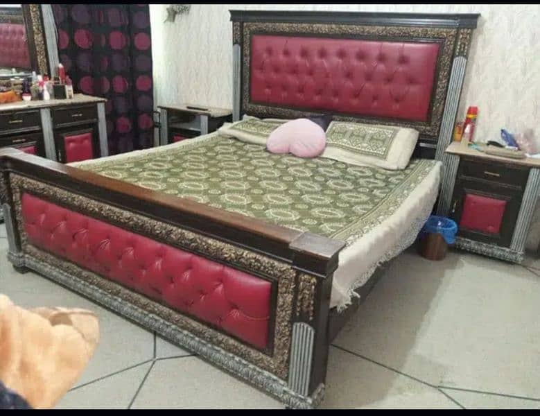 King Size Double Bed Complete Set Side Tables Dressing Table 1