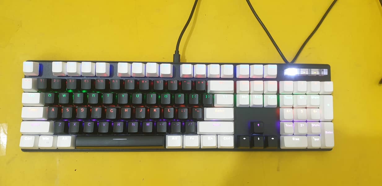 OCG Mechanical RGB Blue Switch Black and White Combo Design Keyboard 7