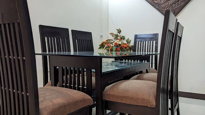 Double Glass Glazed Dining Table with 6 Chairs 2