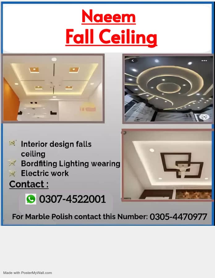 false ceiling /Fourchlling /Plastir of paris ceiling/ Gypsum Board 8x4 1