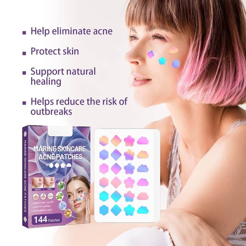 144Pcs Face Pimple Star Acne Patches,Hydrocolloid Fast Healing 12