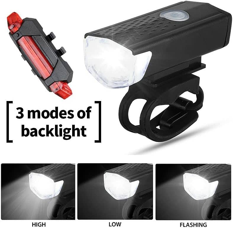 Bicycle Headlight Rechargeable USB Mountain Bike Warning Tail Light 4