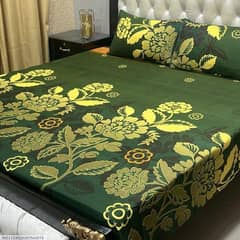 3 pcs crystal cotton printed double bedsheet