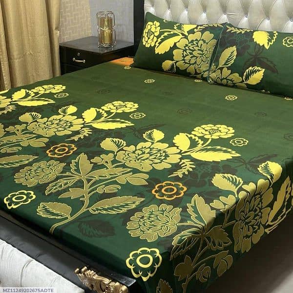 3 pcs crystal cotton printed double bedsheet 0