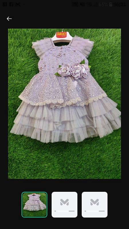 1Pc Girl's stitched Net Embroidered Frock 4