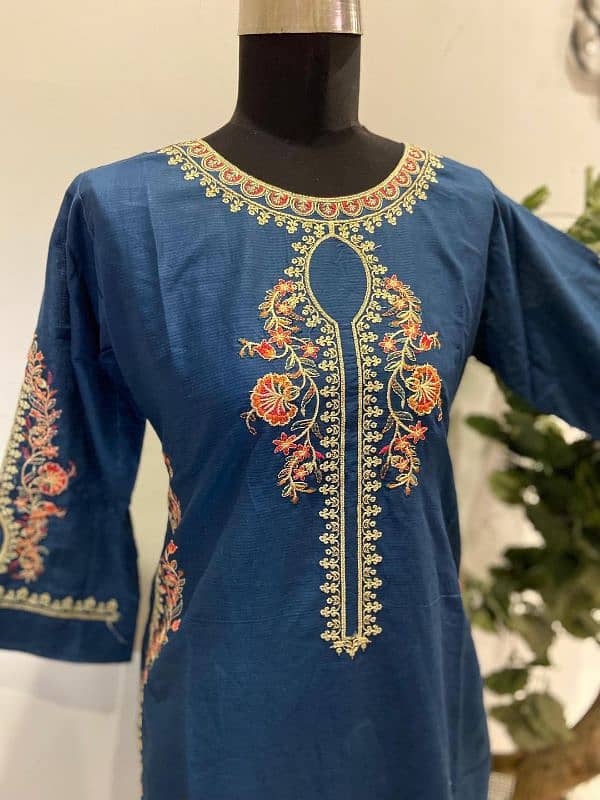 women's stiched cotton embroidered suit with free delivery all pak 1