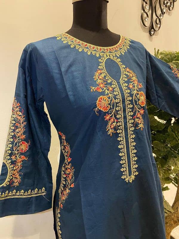 women's stiched cotton embroidered suit with free delivery all pak 3