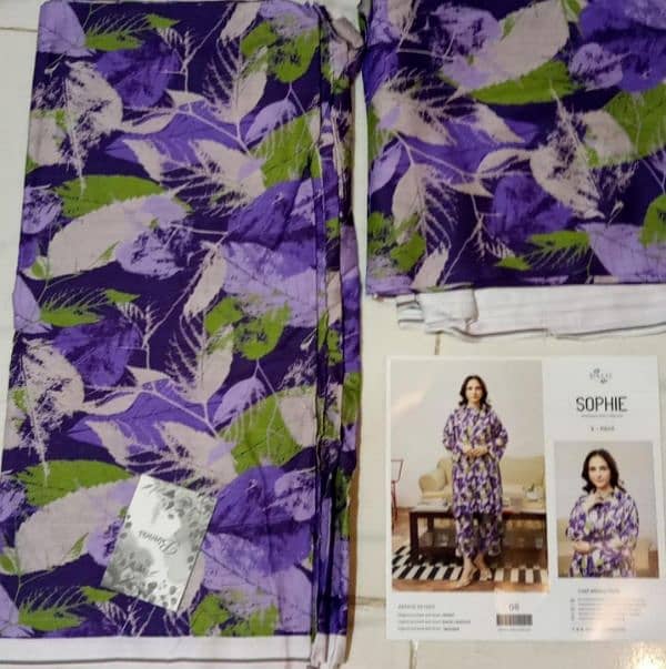 2 pcs women's unstitched Linen printed suit 1