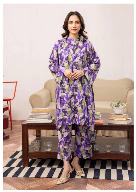 2 pcs women's unstitched Linen printed suit 2